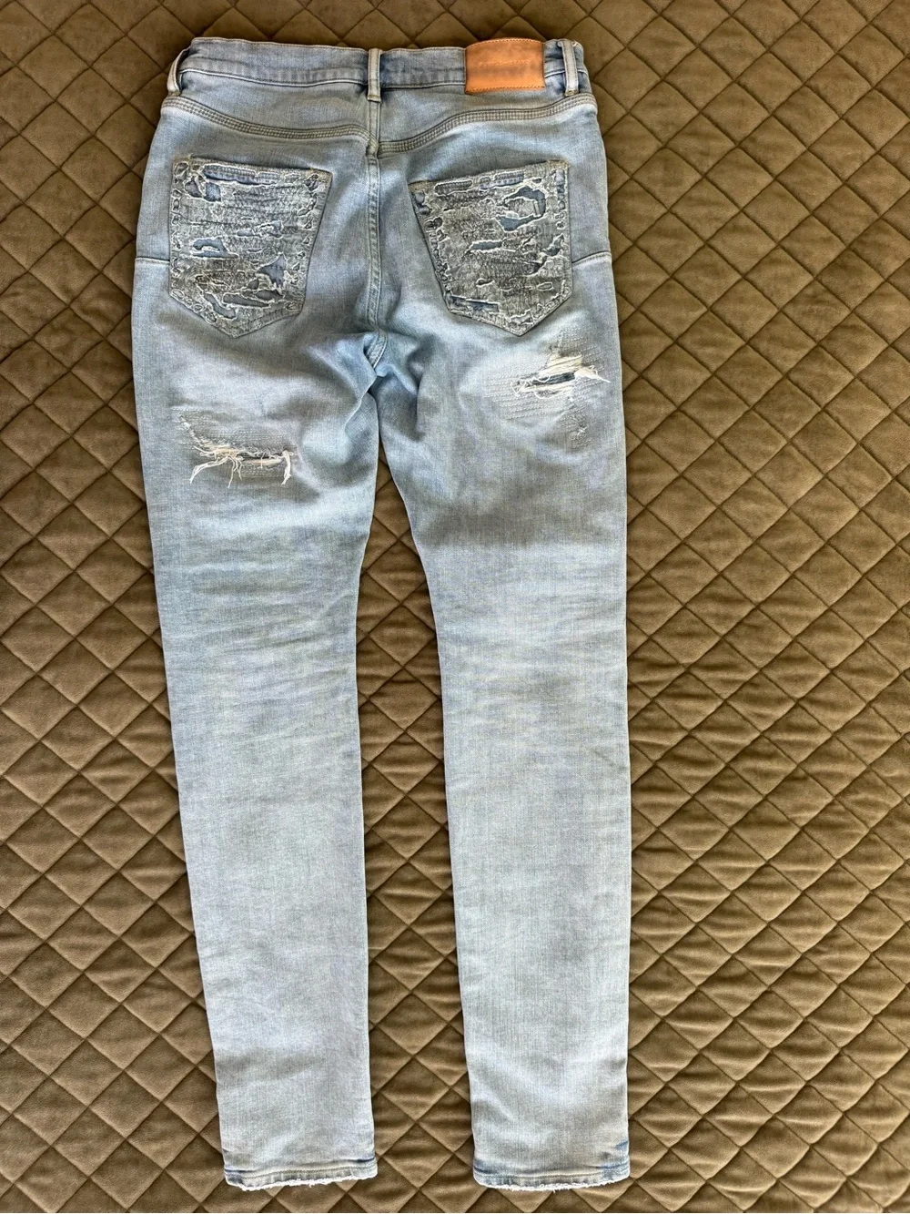 Purple Brand P001 Light Wash Distressed Skinny Stretch Jeans W30